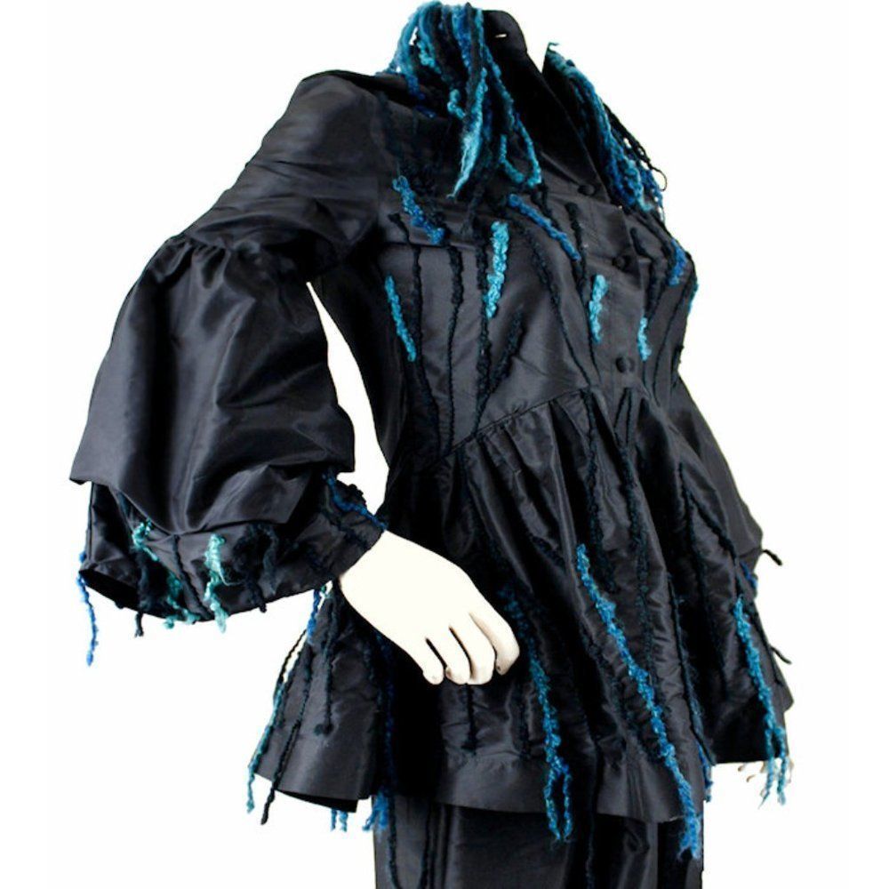 Silk Taffeta Puff Sleeve Blouse w/Embroidered Accents by MASSIMO CRIVELLI MILAN - Picture 2 of 12